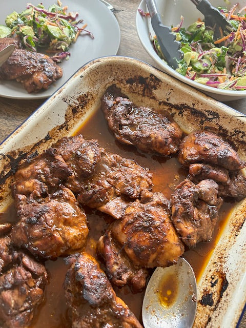 Easy Jamaican Jerk Chicken Thighs with Little Brixton Jerk Marinade!